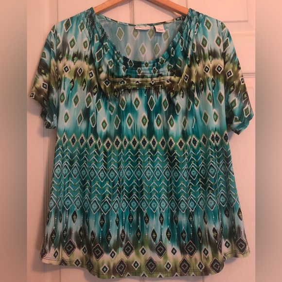 Kim Rogers Tops - Kim Rogers Green Print Top XL